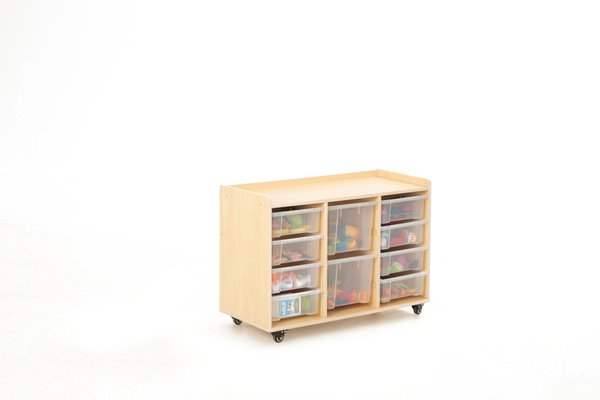 Mobilier - Meuble de rangement scolaire - Étagère à 3 rangées avec 8 petits bacs et 2 grands
