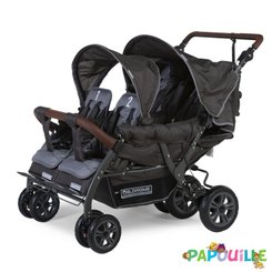 Puériculture - Poussette - Poussette quadruple 2 autobrakes 4 enfants anthracite