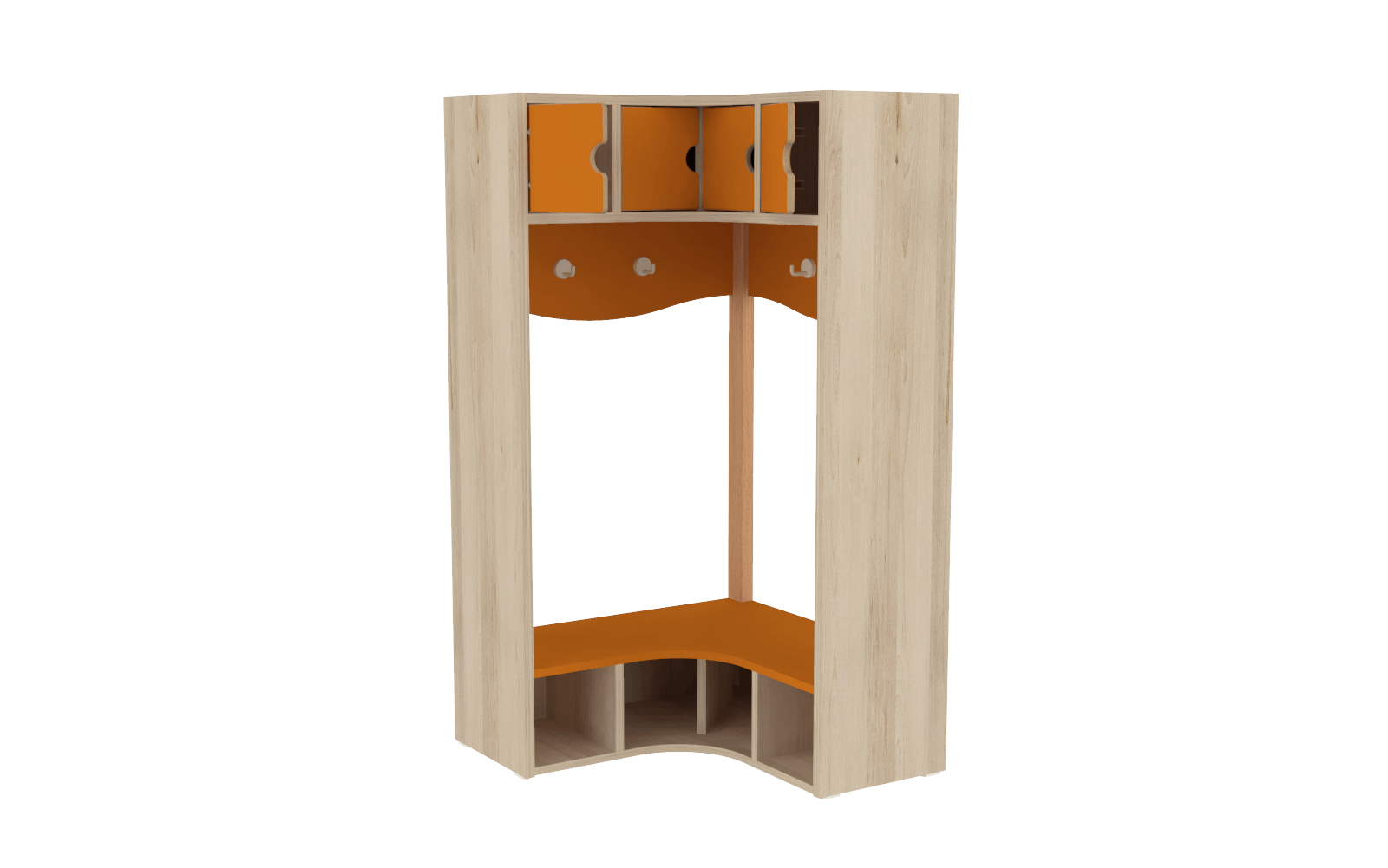Vestiaire d'angle 4 casiers - T0 - Orange