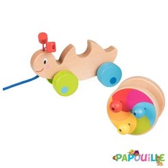 Jouets - Jouets à Pousser, à Tirer - Escargot en bois, animal à tirer