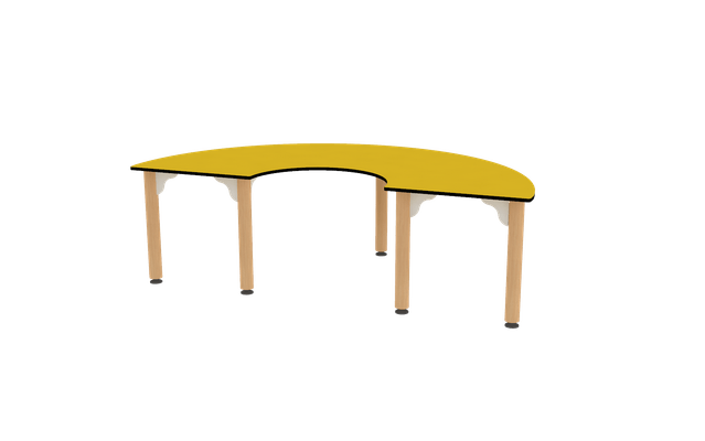 Mobilier - Table crèche et scolaire - Table demi lune réglable 150 x 75cm - T00 - T2 - Jaune 