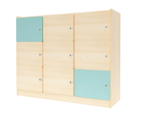 Mobilier - Meuble de rangement scolaire - Armoire de rangement - 9 portes - Bleu