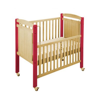 Couchage - Lit Crèche en Bois bébé, enfant - Lit bois panneaux avec barrière mobile 100 x 50cm easycat framboise