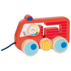 Jouets - Jouets à Pousser, à Tirer - Voiture de Pompier à tirer