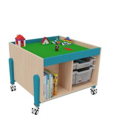 Mobilier - Meuble de rangement scolaire - Meuble table d'activité à roulettes rangement teinte