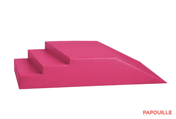 Motricité - Module de Motricité Enfant - Module escalier toboggan 3 marches en mousse pvc h.30cm fuchsia