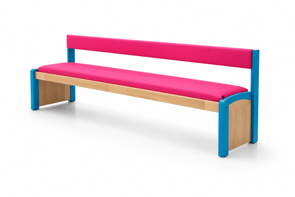 Banc en bois avec dossier bleu wkc