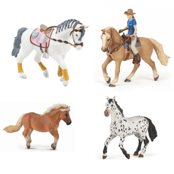 Jouets - Figurines - Lot de 4 figurines cheval -enfant-