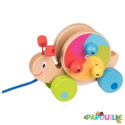 Jouets - Jouets à Pousser, à Tirer - Escargot en bois, animal à tirer