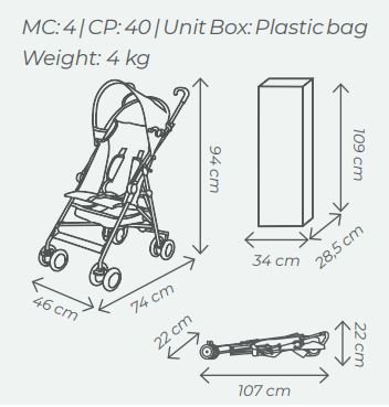 Puériculture - Poussette - Poussette canne avec panier de rangement - jusqu'à 15 Kg