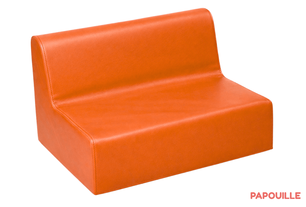 Banquette enfant 2 à 3 places en mousse pvc h. 17cm orange