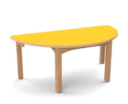 Mobilier - Table crèche et scolaire - Table en bois 1/2 lune T2 - Jaune