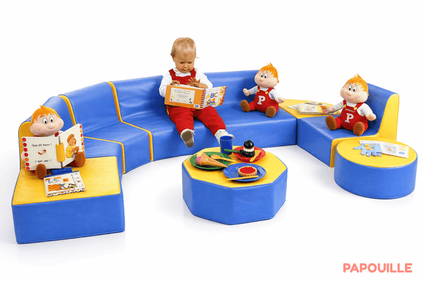Mobilier - Meuble en mousse et Pouf - Coin lecture ensemble 9 modules 17 cm