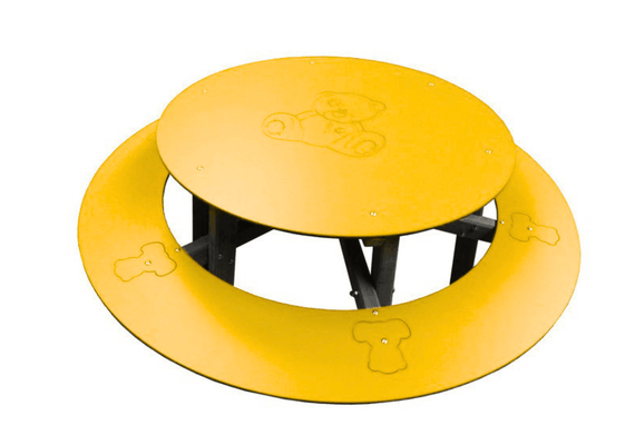 Mobilier - Table crèche et scolaire - Table d'extérieur ronde avec banc ourson - Jaune