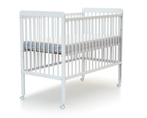Couchage - Lit Crèche en Bois bébé, enfant - Lit en bois réglable 3 hauteurs sur roulettes blanc