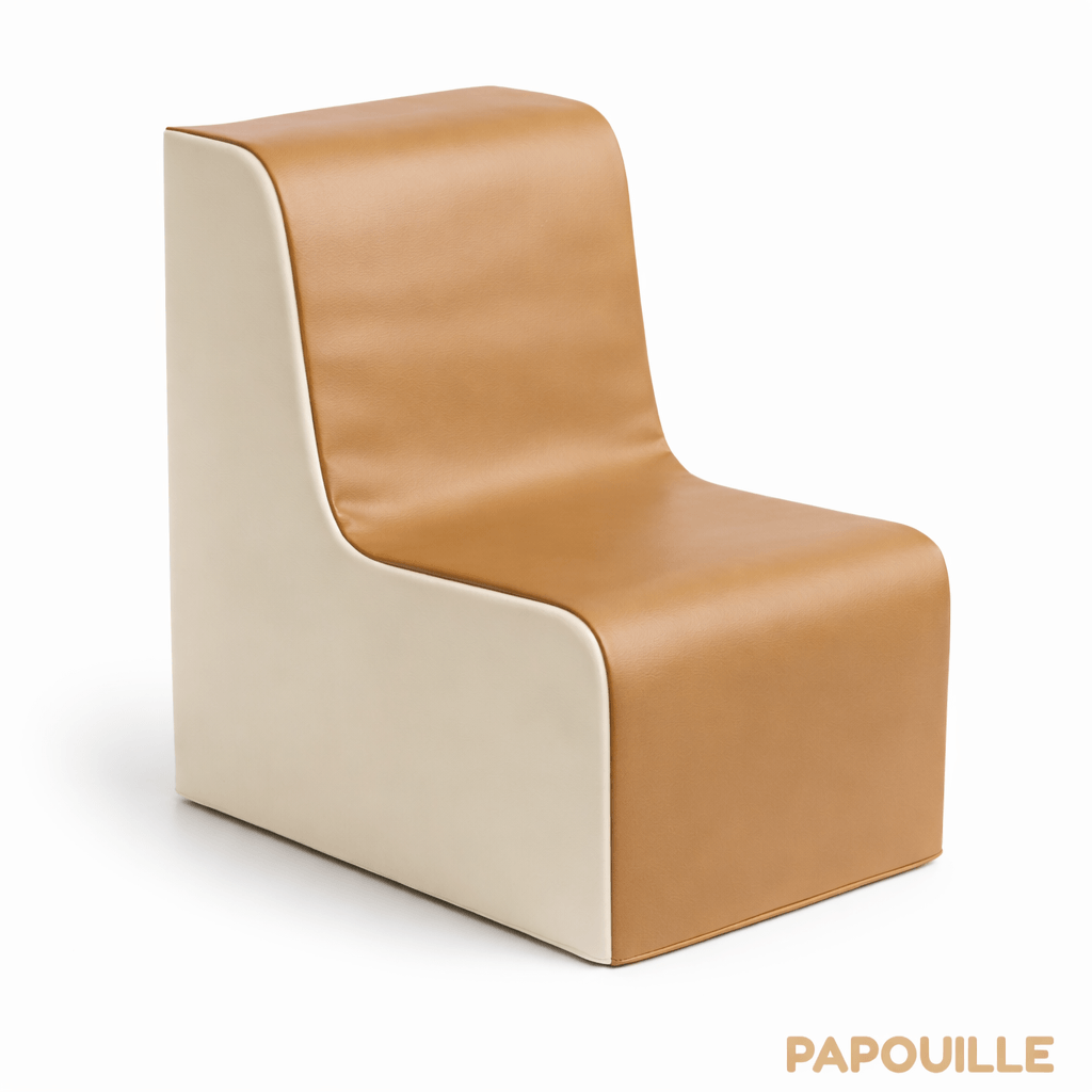 Fauteuil en mousse imperméable assise 30 cm - Marron et crème