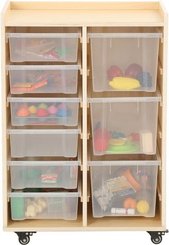 Mobilier - Meuble de rangement scolaire - Étagère à 2 rangées avec 6 petits bacs et 3 grands