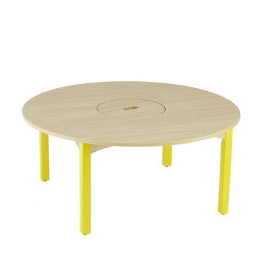 Mobilier - Table crèche et scolaire - Table en bois ronde à bac central T00 - Jaune