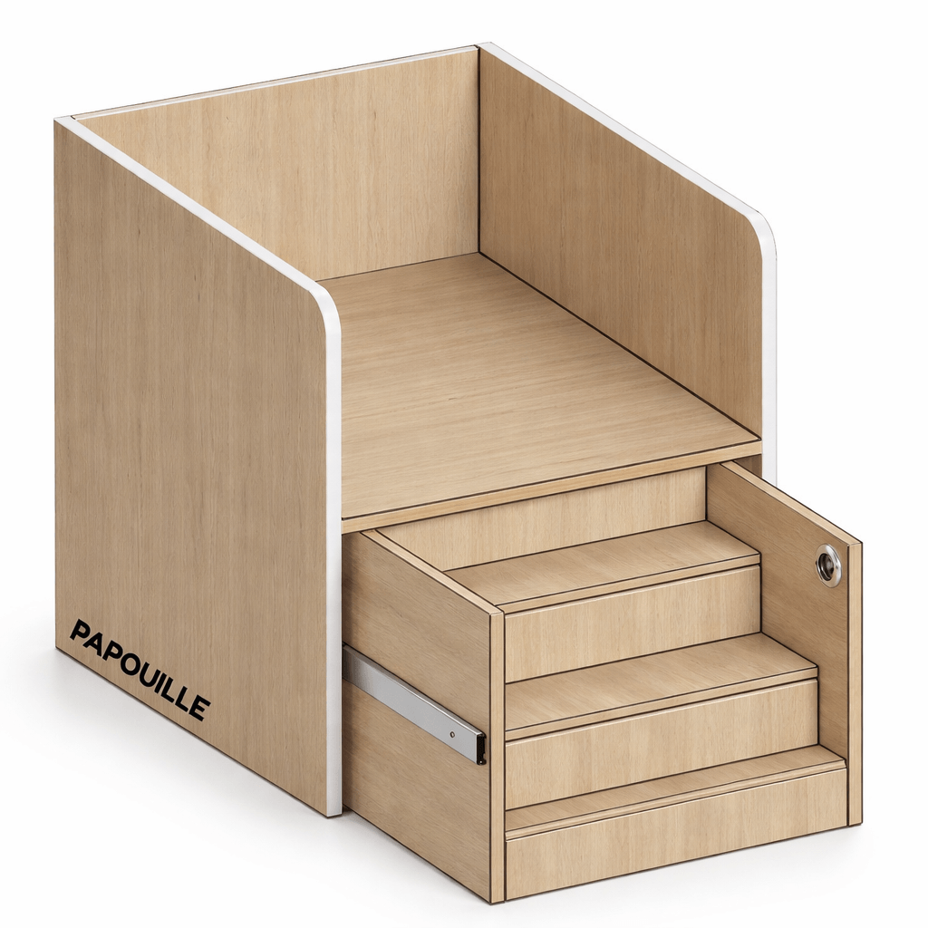 Change debout avec escalier coulissant Chêne - 60 x 80 x 78 cm