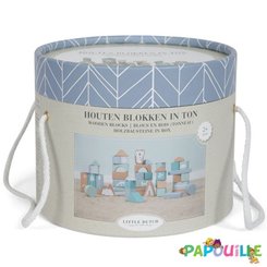Jouets - Jouets à Empiler ou à Encastrer - DE // Baril de 50 blocs décorés à empiler pastel enfant - bois
