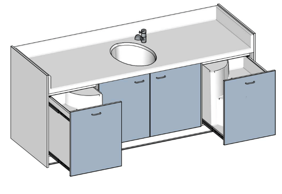 Change - Meuble à Langer crèche - Meuble à langer 1 cuve - 2 escaliers - 240 cm