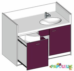 Change - Meuble à Langer crèche - Meuble à langer une cuve - modèle 1 - 1500 x 830 mm prune