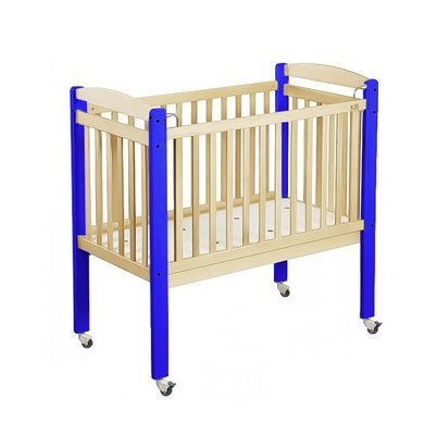 Couchage - Lit Crèche en Bois bébé, enfant - Lit crèche bois haut barreaux 120 x 60 cm bleu
