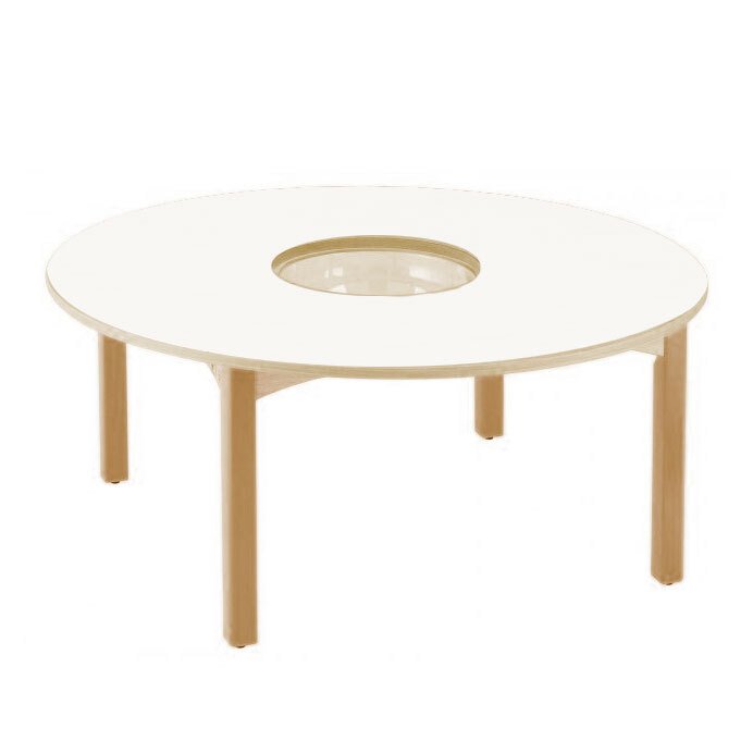 Table en bois a bac central t4 h64 blanc