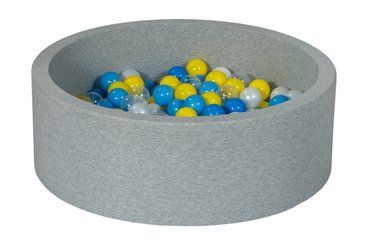 Motricité - Piscine à balles - Piscine à balles pour bébé avec 200 balles 90x30cm grise balle jaune