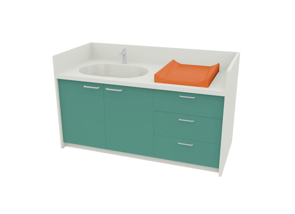 Meuble à langer 1 vasque - 180 cm - vert de gris