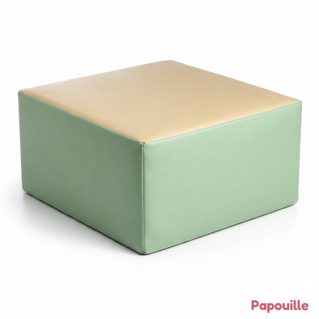 Bloc carré en mousse hauteur 25 cm - Vert pastel - crème