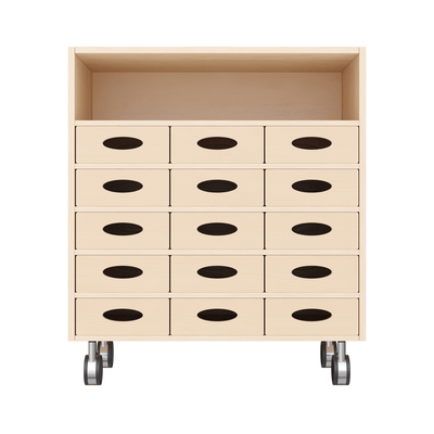 Mobilier - Meuble de rangement scolaire - Meuble de rangement à roulettes 15 bacs - Nalo