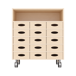 Mobilier - Meuble de rangement scolaire - Meuble de rangement à roulettes 15 bacs - Nalo