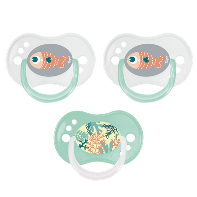 Repas - Tétine et Sucette - 3 sucettes anatomique réversibles jour/nuit 0 à 6 mois silicone