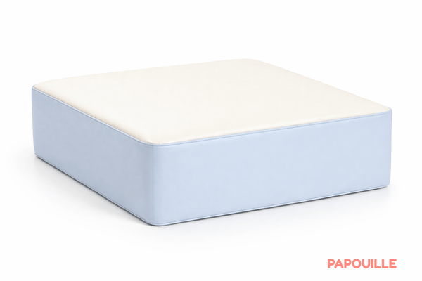Mobilier - Meuble en mousse et Pouf - Pouf carré en mousse - hauteur 15 cm - Bleu pastel et crème