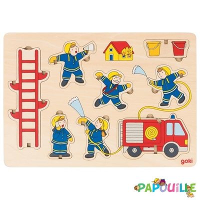 Jeux - Jeux Éducatifs et Puzzle - Puzzle en bois pompiers ( pour les enfants de 1 an et plus )