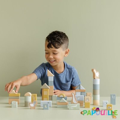 Jouets - Jouets à Empiler ou à Encastrer - DE // Baril de 50 blocs décorés à empiler pastel enfant - bois