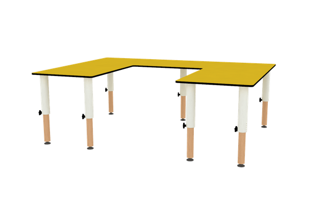 Mobilier - Table crèche et scolaire - Table en U Réglable - Jaune