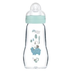 Repas - Biberons Classic et Large - Biberon Verre MAM 260ml 0 à 6 mois Tétine Débit 2 aqua