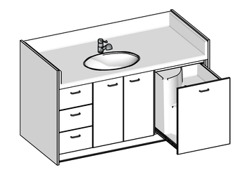 Change - Meuble à Langer crèche - Table à langer 1 vasque avec escalier 170 cm