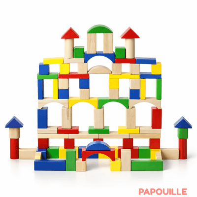 Jouets - Jeux de Construction - Baril de construction en bois - 100 pieces -