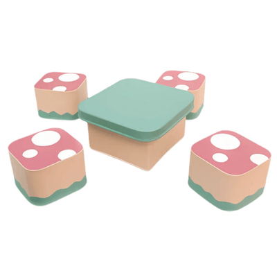 Mobilier - Meuble en mousse et Pouf - Ensemble de table et tabourets champignons - H 25 cm
