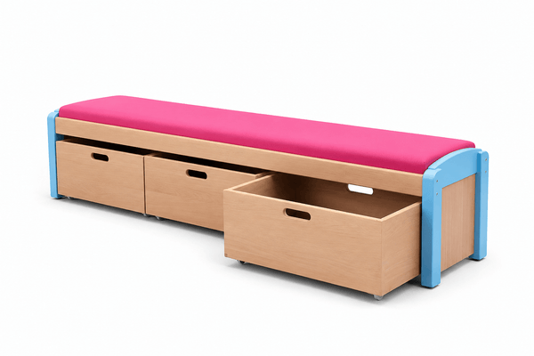 Mobilier - Banc vestiaire & Porte Manteaux - Banc et ses 3 casiers bleu