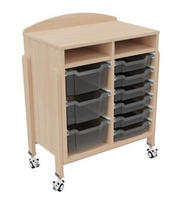 Mobilier - Meuble de rangement scolaire - Meuble mobile à roulettes 9 bacs tiroirs vernis