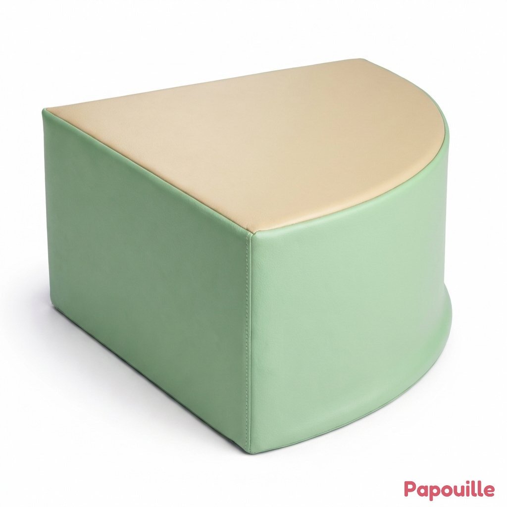 Pouf triangle en mousse imperméable assise 25 cm - Vert pastel - crème