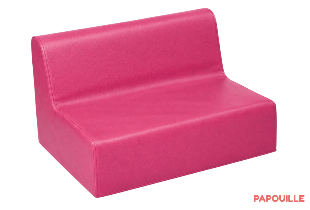Banquette enfant 2 à 3 places en mousse pvc h. 17cm fuchsia