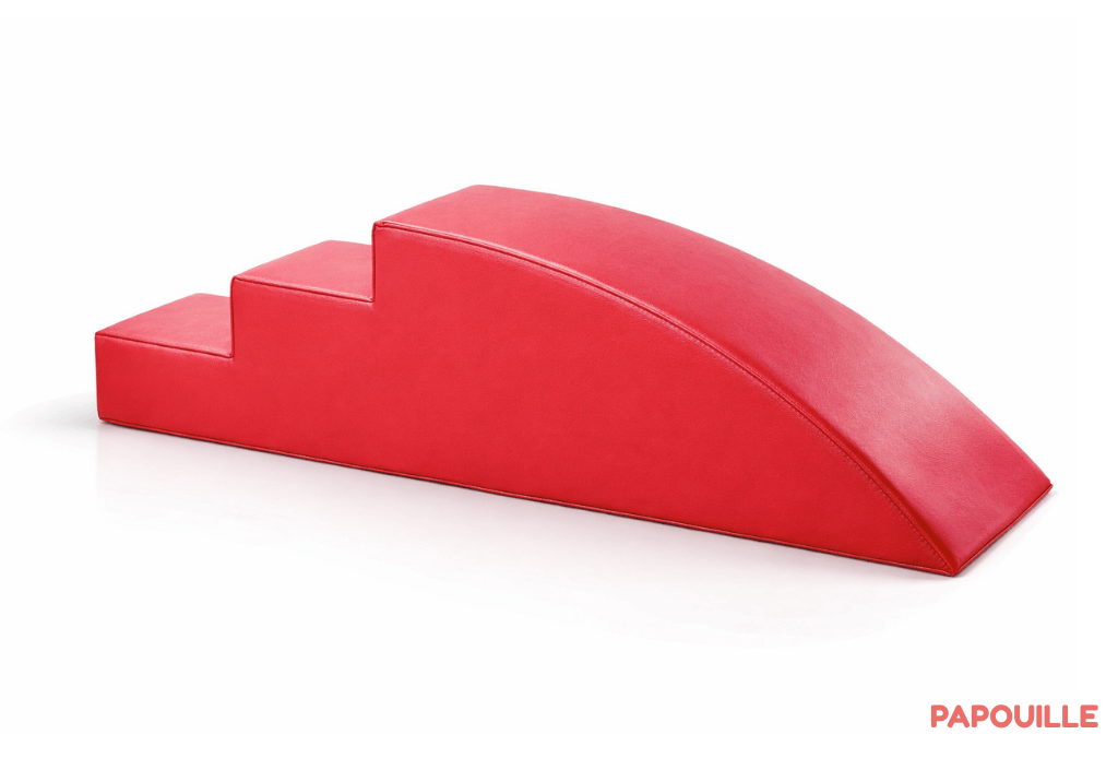 Module petit toboggan incurve 3 marches en mousse pvc h.23 rouge