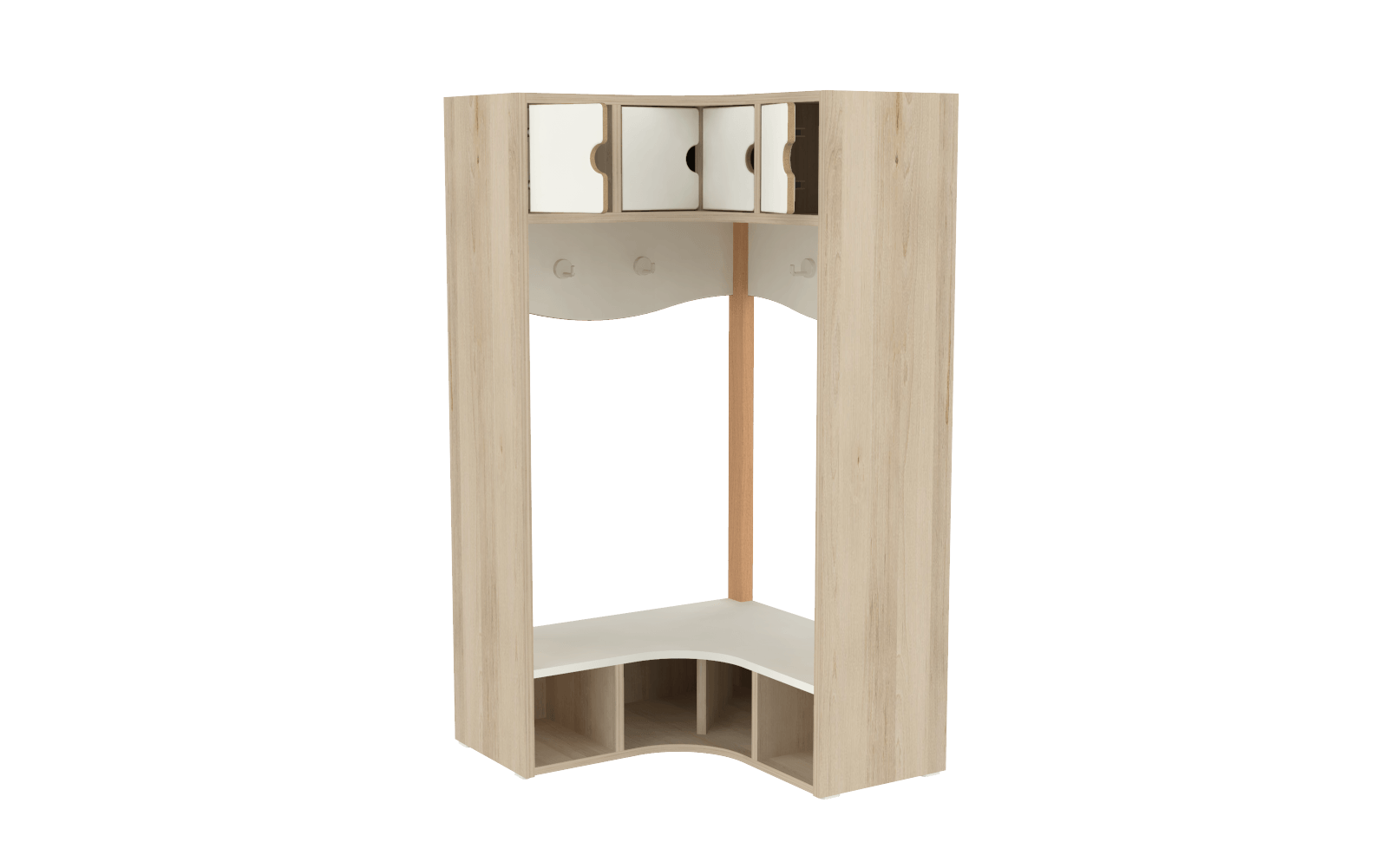 Vestiaire d'angle 4 casiers - T0 - Blanc