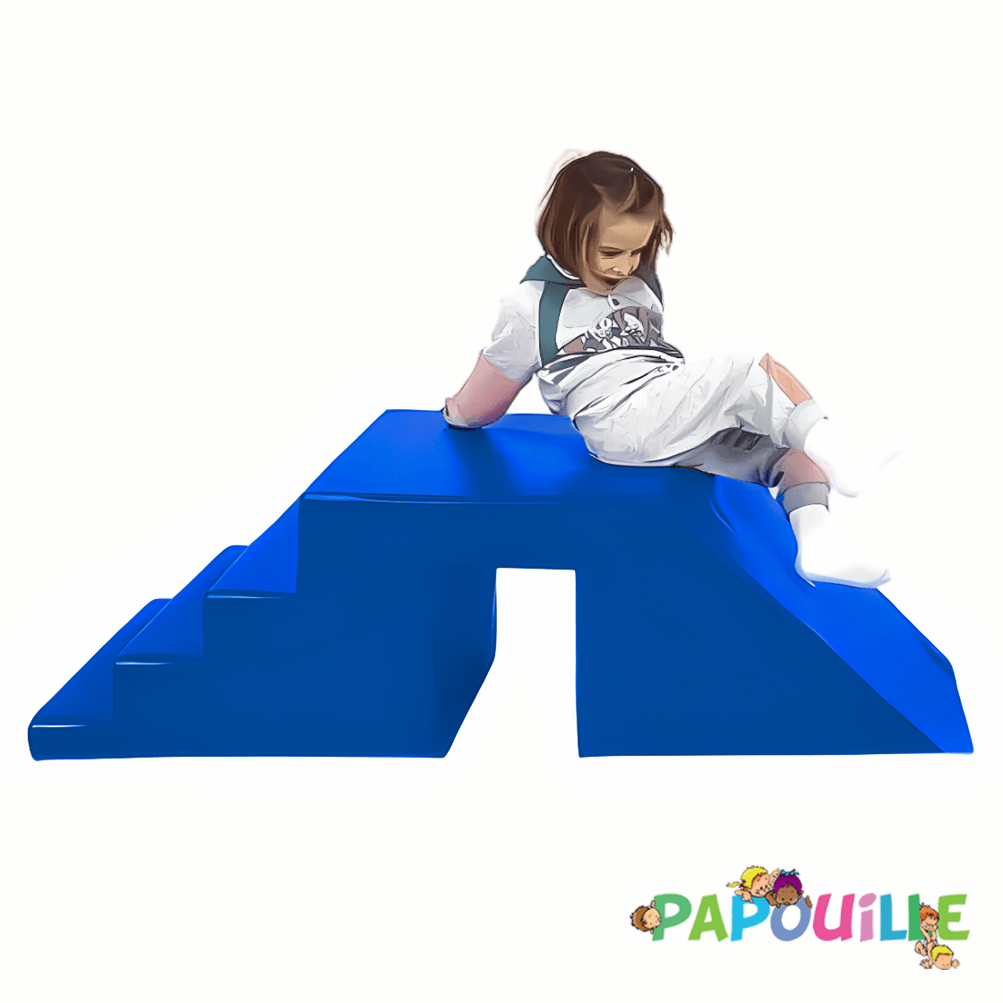 Module escalier toboggan pour piscine mousse pvc h.45 Bleu ROI