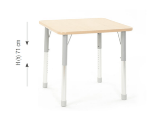 Mobilier - Table crèche et scolaire - Table carrée Oscar 75 x 75 cm réglable en hauteur